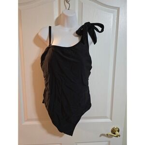 Kona Sol Black One Shoulder Tie Swimsuit Women's Size 20W /0345